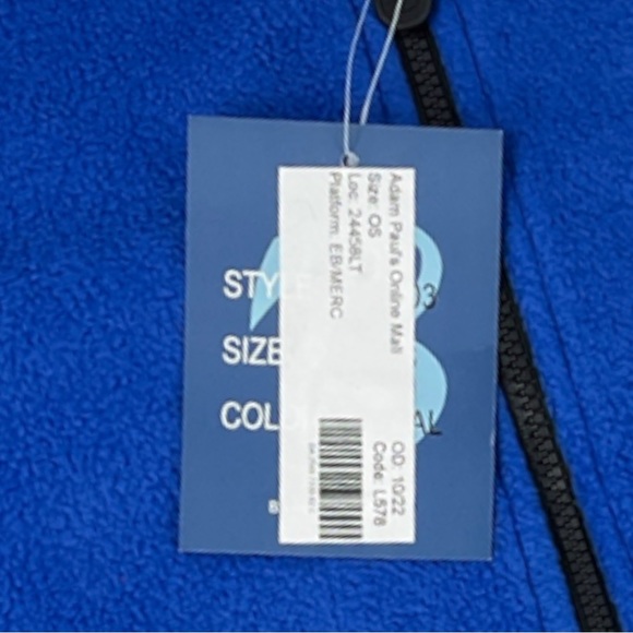 Baru Sports MENS SIZE XS Lightweight Fleece Full Zip Jacket Blue Zip Pockets New - Picture 8 of 14